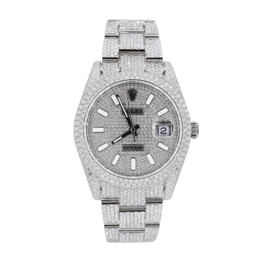 Moissanite Diamond Two Row Stone Bezel Watch 22CT