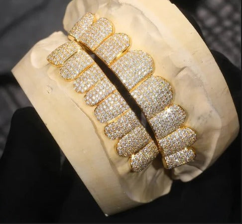 Moissanite Grillz VVS 925 Sterling Silver 18K gold plated