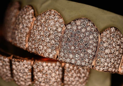 Mosaic Pave set VVS Moissanite Perm Cut Grillz 925 Sterling Silver, Pass Diamond Test