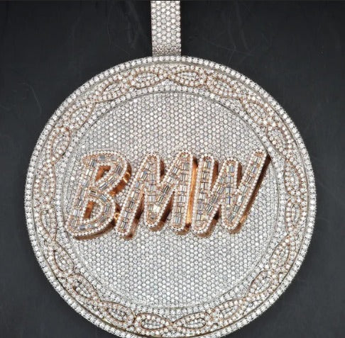 3.5in Round Iced Out Hip Hop Pendant | Chunky Moissanite pendant | 925 Silver / 10K Solid Gold | Custom Handmade Moissanite Jewelry