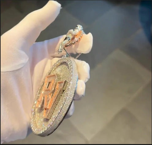 Custom made Iced Out Hip Hop Pendant | Chunky Moissanite pendant | 925 Silver / 10K Gold | Custom Handmade Moissanite Jewelry