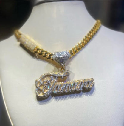 Real Moissanite Diamonds Women Layered Name Pendant, Without Chain, Custom Name, Letter, Real Solid 925 Silver, 14k Yellow Gold Plated