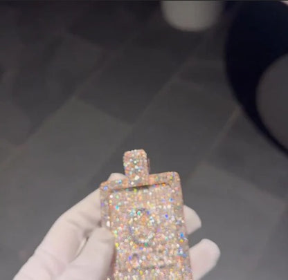 Real Moissanite Diamonds Men Layered Name Pendant without Chain, Custom Name, Alphabet, Letter, Real Solid 925 Silver, 14k Rose Gold Plated