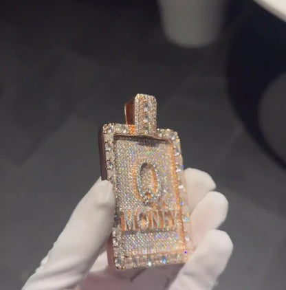 Real Moissanite Diamonds Men Layered Name Pendant without Chain, Custom Name, Alphabet, Letter, Real Solid 925 Silver, 14k Rose Gold Plated