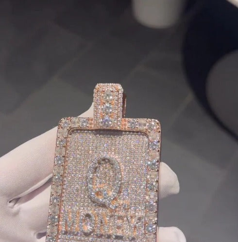 Real Moissanite Diamonds Men Layered Name Pendant without Chain, Custom Name, Alphabet, Letter, Real Solid 925 Silver, 14k Rose Gold Plated