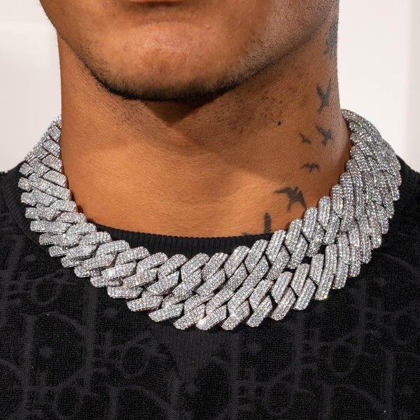 Classy Jewels  20mm Monaco Chain - White Gold