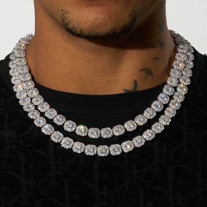 Classy Jewels  10mm Clustered Tennis Chain - White Gold