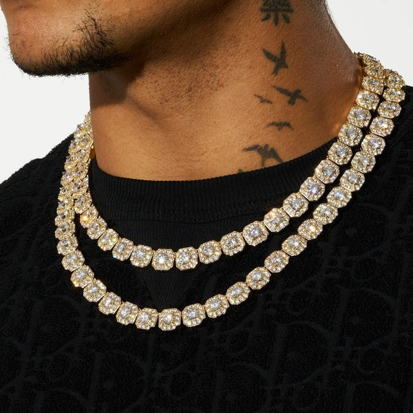Classy Jewels   10mm Clustered Tennis Chain - Gold