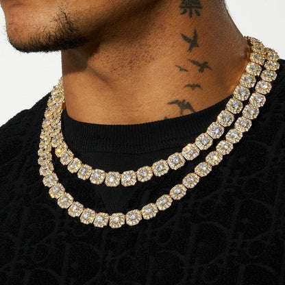 Classy Jewels   10mm Clustered Tennis Chain - Gold