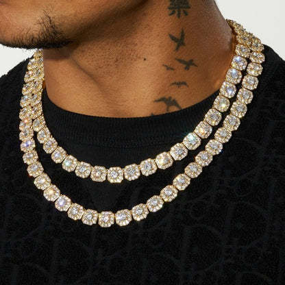 Classy Jewels   10mm Clustered Tennis Chain - Gold