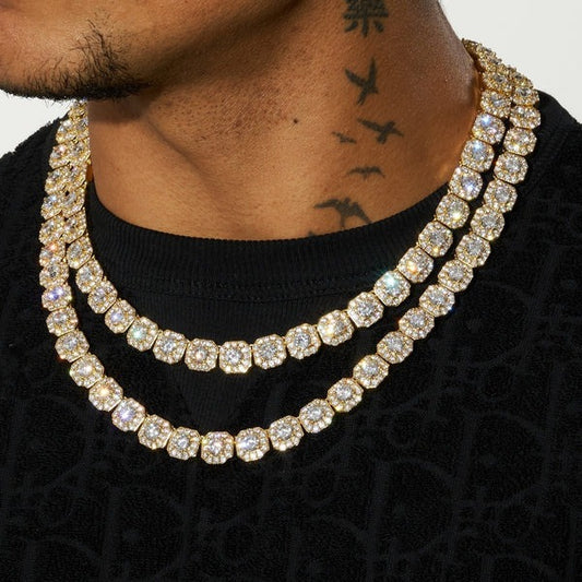 Classy Jewels   10mm Clustered Tennis Chain - Gold