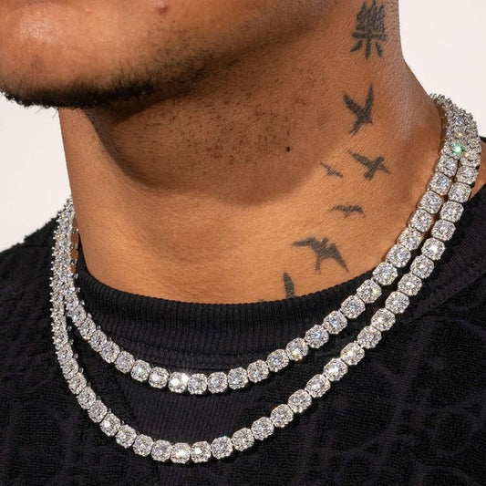 Classy Jewels  Micro Moissanite Clustered Tennis Chain - 925 Silver - D Colour - VVS1