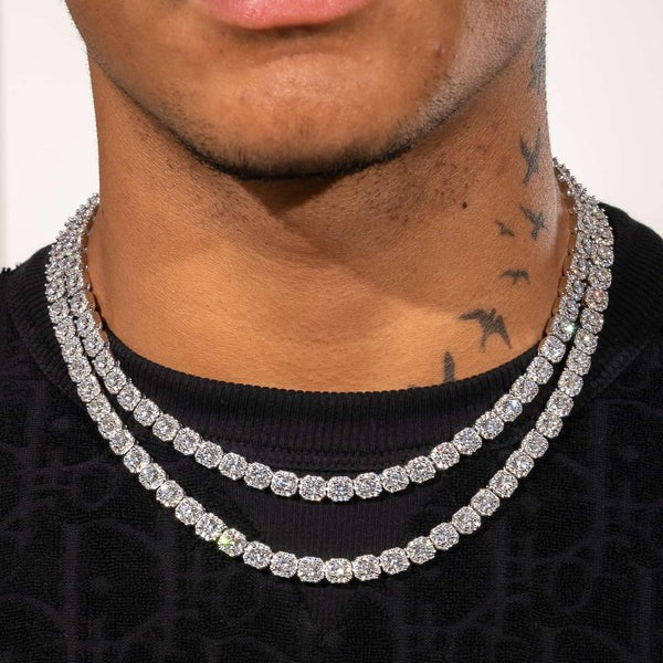 Classy Jewels  Micro Moissanite Clustered Tennis Chain - 925 Silver - D Colour - VVS1