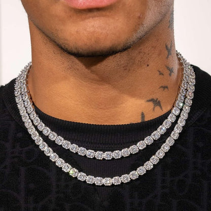 Classy Jewels  Micro Moissanite Clustered Tennis Chain - 925 Silver - D Colour - VVS1