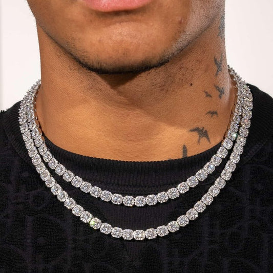 Classy Jewels  Micro Moissanite Clustered Tennis Chain - 925 Silver - D Colour - VVS1