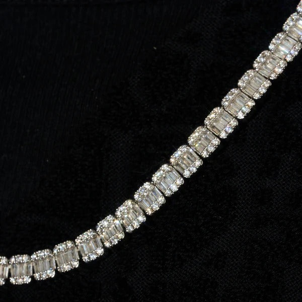 Classy Jewels  6MM Moissanite Baguette Tennis Chain - 925 Silver - D Colour - VVS1