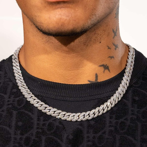 Classy Jewels  8mm Iced Cuban Link Chain - White Gold