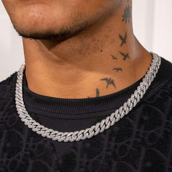 Classy Jewels  8mm Iced Cuban Link Chain - White Gold