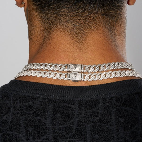 Classy Jewels  8mm Iced Cuban Link Chain - White Gold