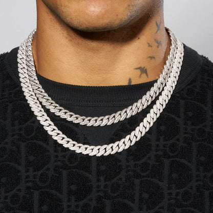 Classy Jewels  8mm Iced Cuban Link Chain - White Gold