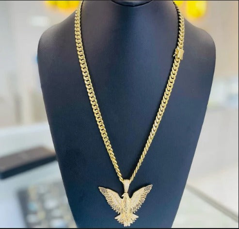 VVS Moissanite Diamond American Winged Eagle Handmade Pendant for Men Without Chain, 2.5" American Eagle Pendant, Animal Gift Men Jewelry
