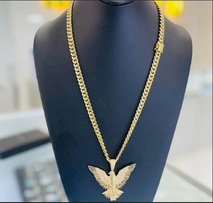 VVS Moissanite Diamond American Winged Eagle Handmade Pendant for Men Without Chain, 2.5" American Eagle Pendant, Animal Gift Men Jewelry