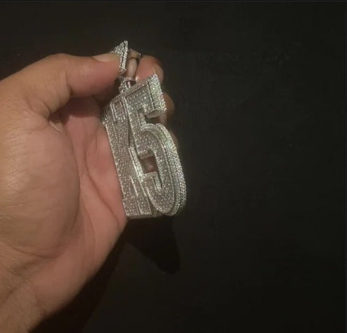 Emerald cut VVS1 Moissanite Layered Letter Pendant, Iced out Chunky Pendant, Custom Alphabet/Letter, 925 Sterling Silver, Hip Hop Pendant