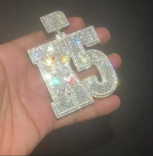 Emerald cut VVS1 Moissanite Layered Letter Pendant, Iced out Chunky Pendant, Custom Alphabet/Letter, 925 Sterling Silver, Hip Hop Pendant