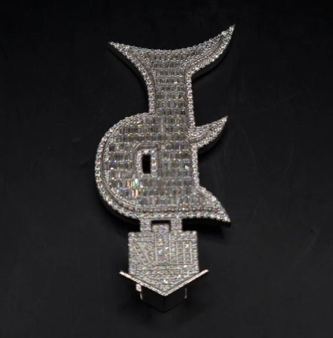 Emerald cut VVS1 Moissanite Letter "P" Pendant, Iced out Chunky Pendant, Custom Alphabet/Letter, 925 Sterling Silver/10k, HipHop Pendant