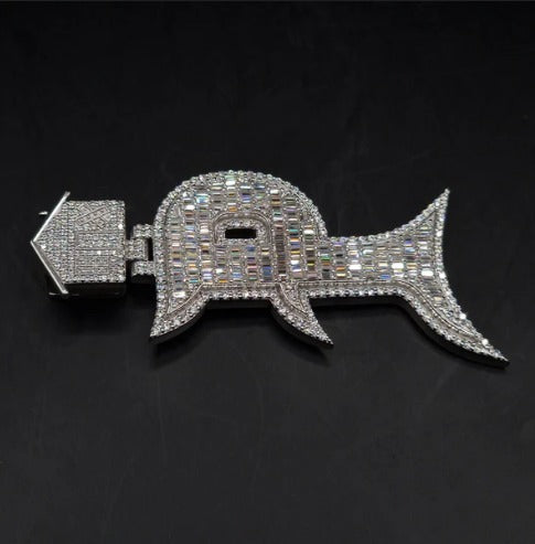 Emerald cut VVS1 Moissanite Letter "P" Pendant, Iced out Chunky Pendant, Custom Alphabet/Letter, 925 Sterling Silver/10k, HipHop Pendant