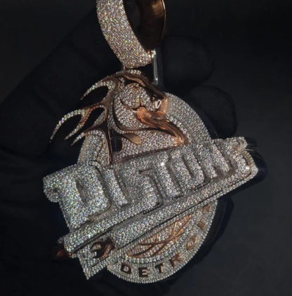 10K Solid Rose Gold and Moissanite Diamond 15.00 CT Horse Detroit Pendant without Chain, Chunky pendant