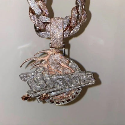 10K Solid Rose Gold and Moissanite Diamond 15.00 CT Horse Detroit Pendant without Chain, Chunky pendant