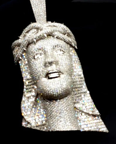Jesus Face Iced Out Hip Hop Pendant | 3.5 inch Height Excluding Bail | Chunky Moissanite pendant | 925 Silver | Custom Moissanite Jewelry