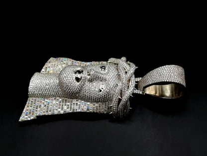 Jesus Face Iced Out Hip Hop Pendant | 3.5 inch Height Excluding Bail | Chunky Moissanite pendant | 925 Silver | Custom Moissanite Jewelry