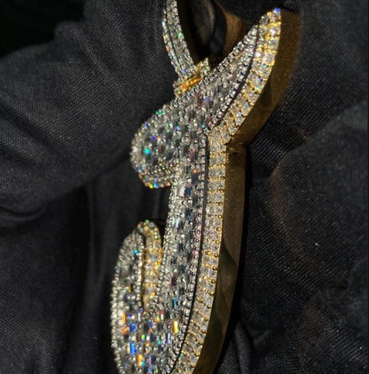 Emerald cut VVS1 Moissanite Layered Letter Pendant, Iced out Chunky Pendant, Custom Alphabet/Letter, 925 Sterling Silver/10k, Hip Hop Pendant