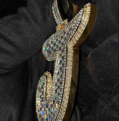 Emerald cut VVS1 Moissanite Layered Letter Pendant, Iced out Chunky Pendant, Custom Alphabet/Letter, 925 Sterling Silver/10k, Hip Hop Pendant