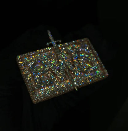 D Color VVS1 Moissanite Diamonds Men Layered Logo Pendant, Custom Logo Pendant, Solid 925 Sterling Silver, Rhodium Plated, Hip Hop Jewelry