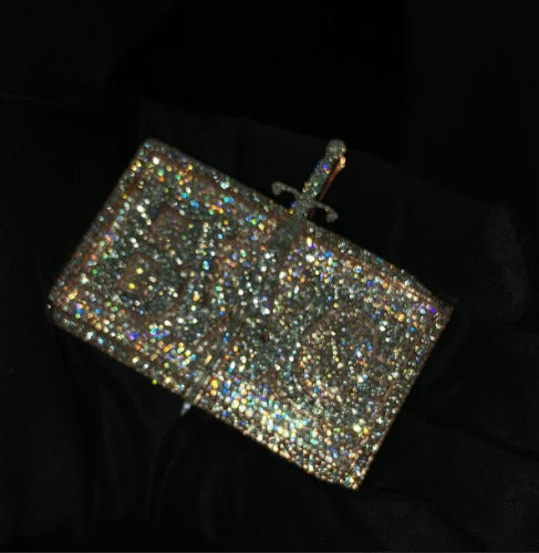 D Color VVS1 Moissanite Diamonds Men Layered Logo Pendant, Custom Logo Pendant, Solid 925 Sterling Silver, Rhodium Plated, Hip Hop Jewelry