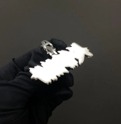 Real Moissanite Diamonds Men's Layered Name Pendant, Custom Name, Rhodium-Plated 925 Sterling Silver, VVS Moissanite, Passes Diamond Tester