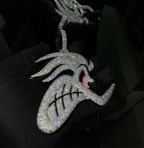 4" Fully Iced Road Runner VVS Moissanite Diamond Pendant, Passes Diamond Test, Icy Hip Hop Pendant, Solid Back