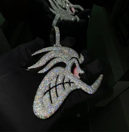 4" Fully Iced Road Runner VVS Moissanite Diamond Pendant, Passes Diamond Test, Icy Hip Hop Pendant, Solid Back