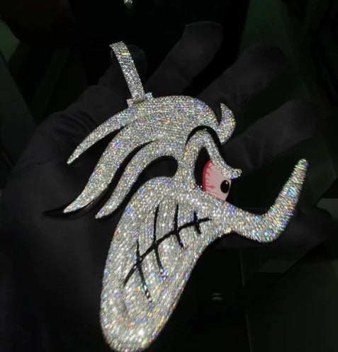 4" Fully Iced Road Runner VVS Moissanite Diamond Pendant, Passes Diamond Test, Icy Hip Hop Pendant, Solid Back