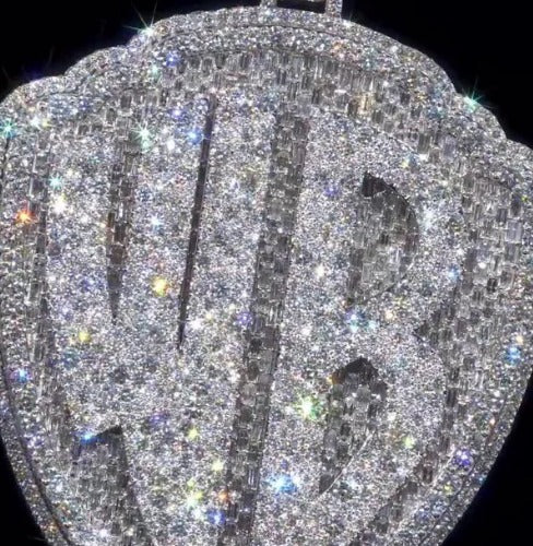 55CT VVS Moissanite Iced Out Custom Pendant – 4" Hip Hop Necklace – Personalized Two-Letter Bling – Baguette &amp; Mosaic Details – Rapper Gift