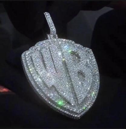 55CT VVS Moissanite Iced Out Custom Pendant – 4" Hip Hop Necklace – Personalized Two-Letter Bling – Baguette &amp; Mosaic Details – Rapper Gift