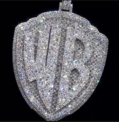 55CT VVS Moissanite Iced Out Custom Pendant – 4" Hip Hop Necklace – Personalized Two-Letter Bling – Baguette &amp; Mosaic Details – Rapper Gift