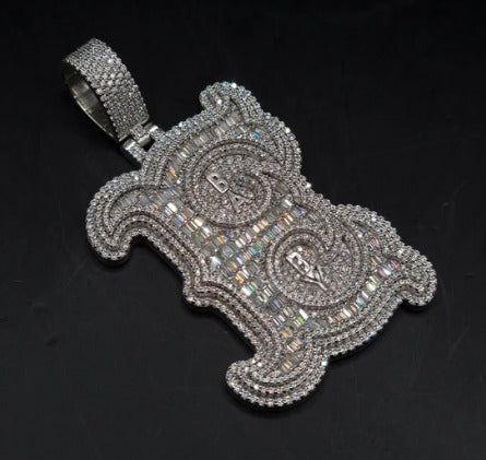 Emerald cut VVS1 Moissanite Layered Letter Pendant, Iced out Chunky Pendant, Custom Alphabet/Letter, 925 Sterling Silver/10k, Hip Hop Pendant