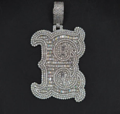 Emerald cut VVS1 Moissanite Layered Letter Pendant, Iced out Chunky Pendant, Custom Alphabet/Letter, 925 Sterling Silver/10k, Hip Hop Pendant