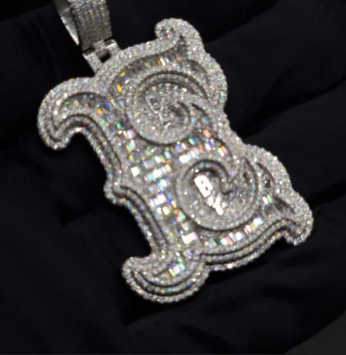 Emerald cut VVS1 Moissanite Layered Letter Pendant, Iced out Chunky Pendant, Custom Alphabet/Letter, 925 Sterling Silver/10k, Hip Hop Pendant