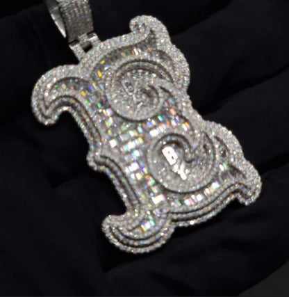 Emerald cut VVS1 Moissanite Layered Letter Pendant, Iced out Chunky Pendant, Custom Alphabet/Letter, 925 Sterling Silver/10k, Hip Hop Pendant
