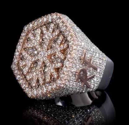 Custom Iced Out Championship Ring, 925 Sterling Silver &amp; VVS Moissanite, Personalized Hip Hop Bling Ring, Men's Statement Jewelry (Copy)